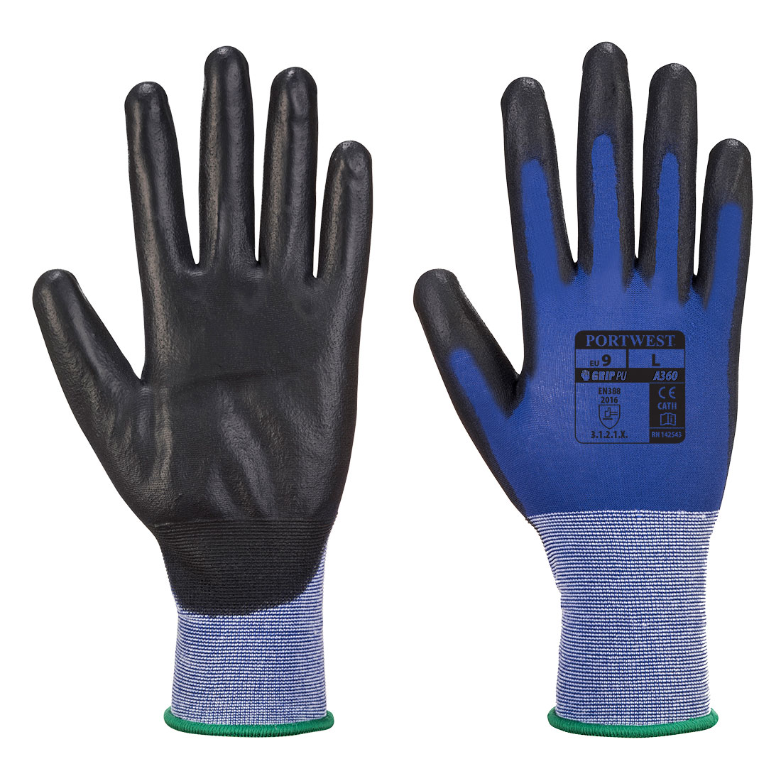 Portwest Guanti Da Lavoro Senti-Flex, Taglia M, Colore Blu/Nero, Modello A360B8RM